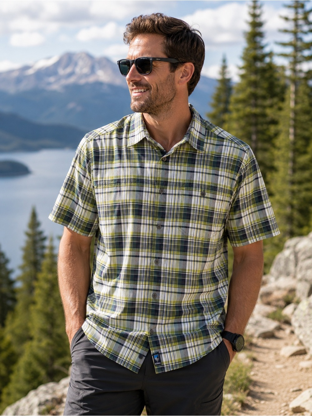 Kuhl Ionik UPF 30 Plaid Hiking Travel‎ Shirt Men’s Medium Green Outdoor Camp - Picture 10 of 10